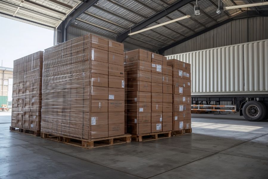 Warehouse packing crates