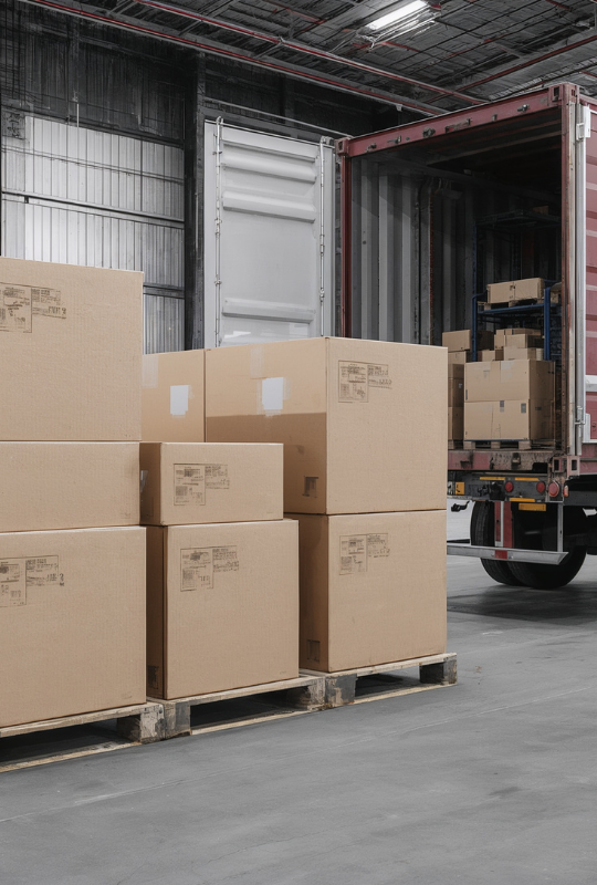 export packing boxes in warehouse
