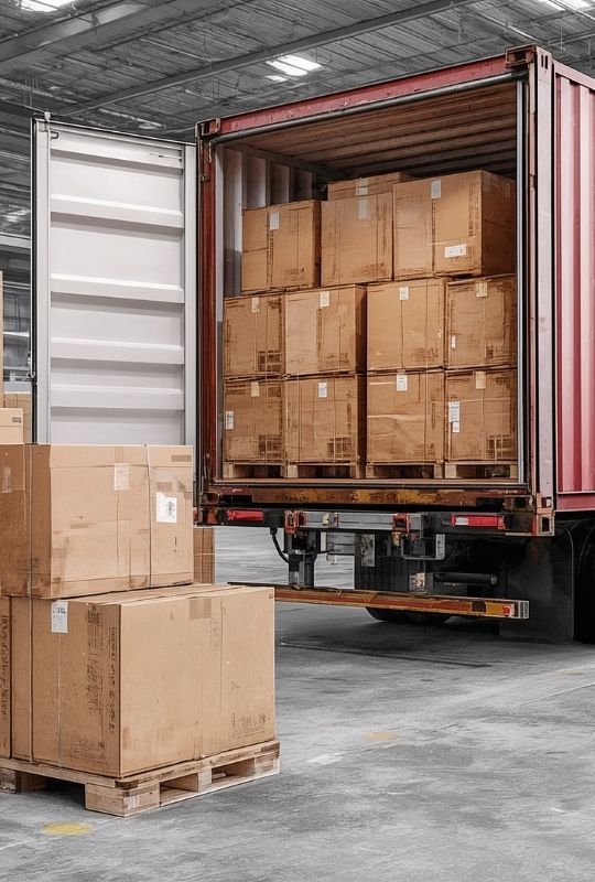 cross docking unloading boxes from lorry 