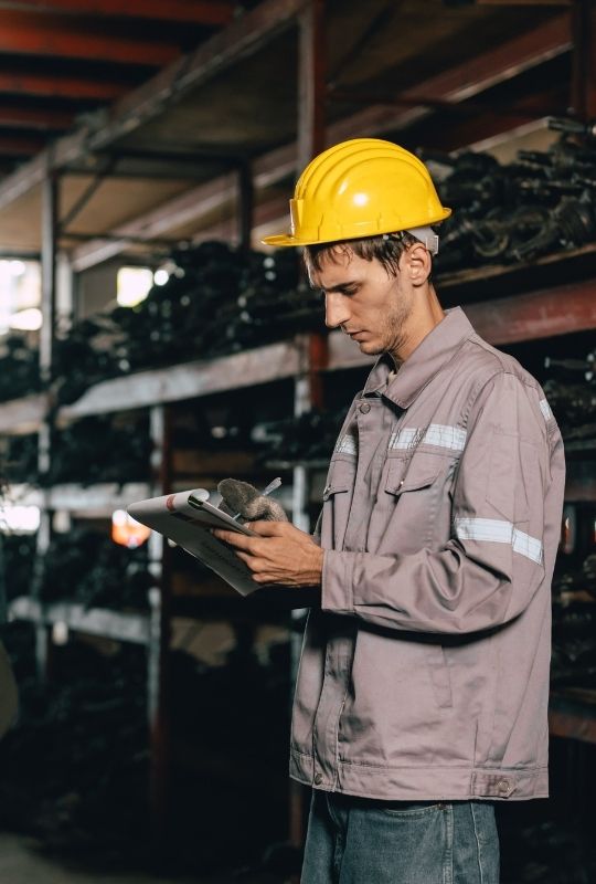 man in an industrial warehouse